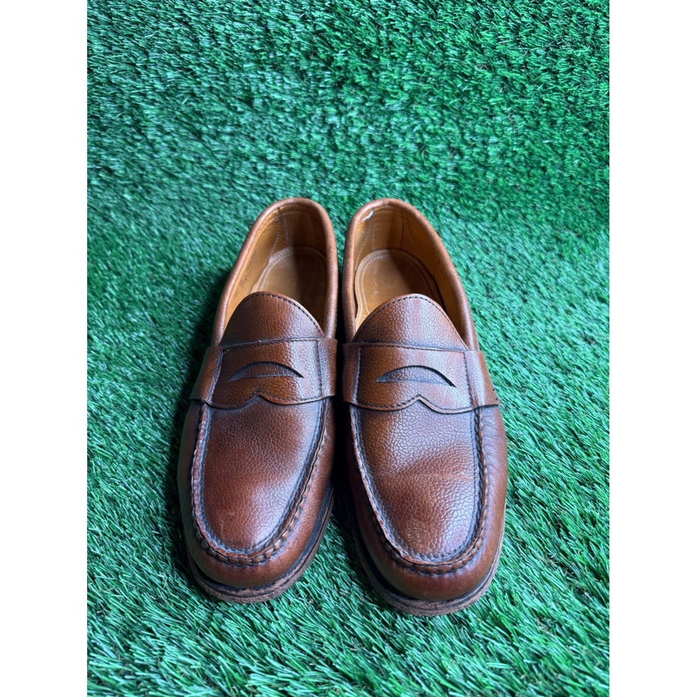 Barrie Ltd Mens Brown Pebbled‎ Grain Leather Penny Loafers Made in USA